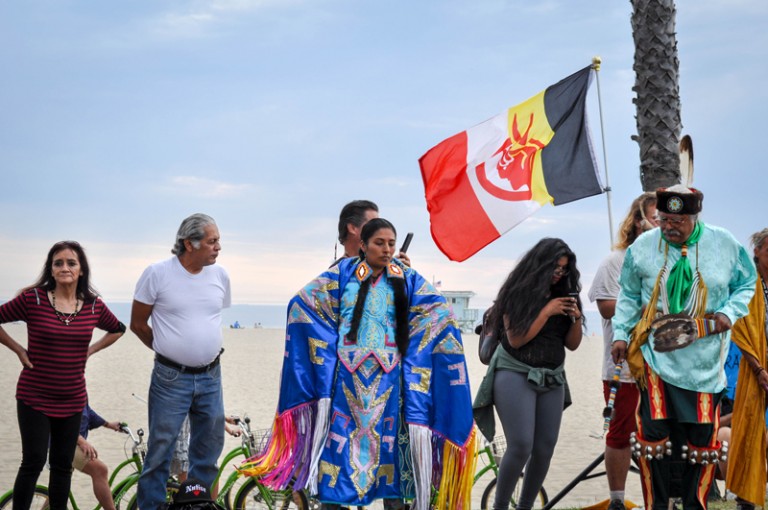 Hopie, Native American woman dancing at Venice Indigenous Peoples Day celebration in 2016.