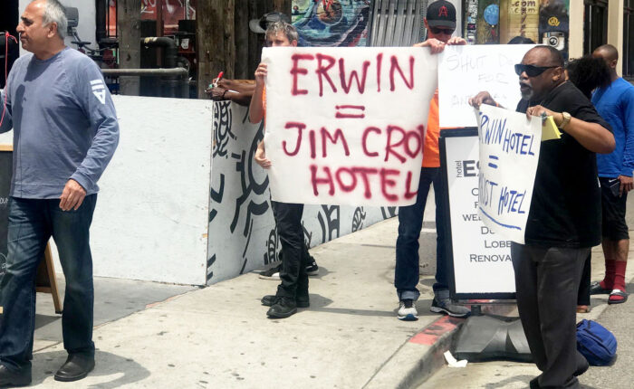 Protest against racism at Hotel Erwin in Venice.