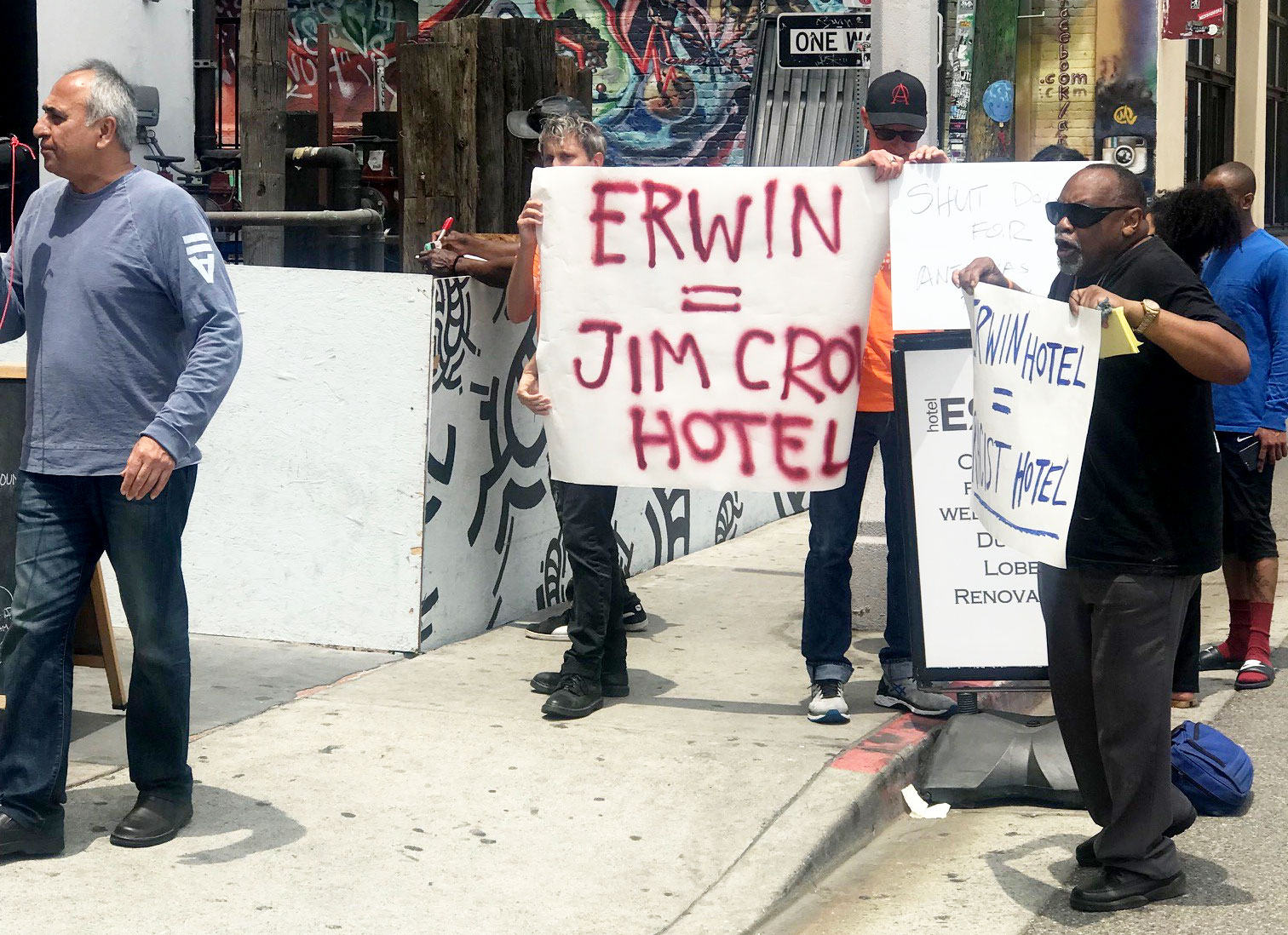 Protest against racism at Hotel Erwin in Venice.